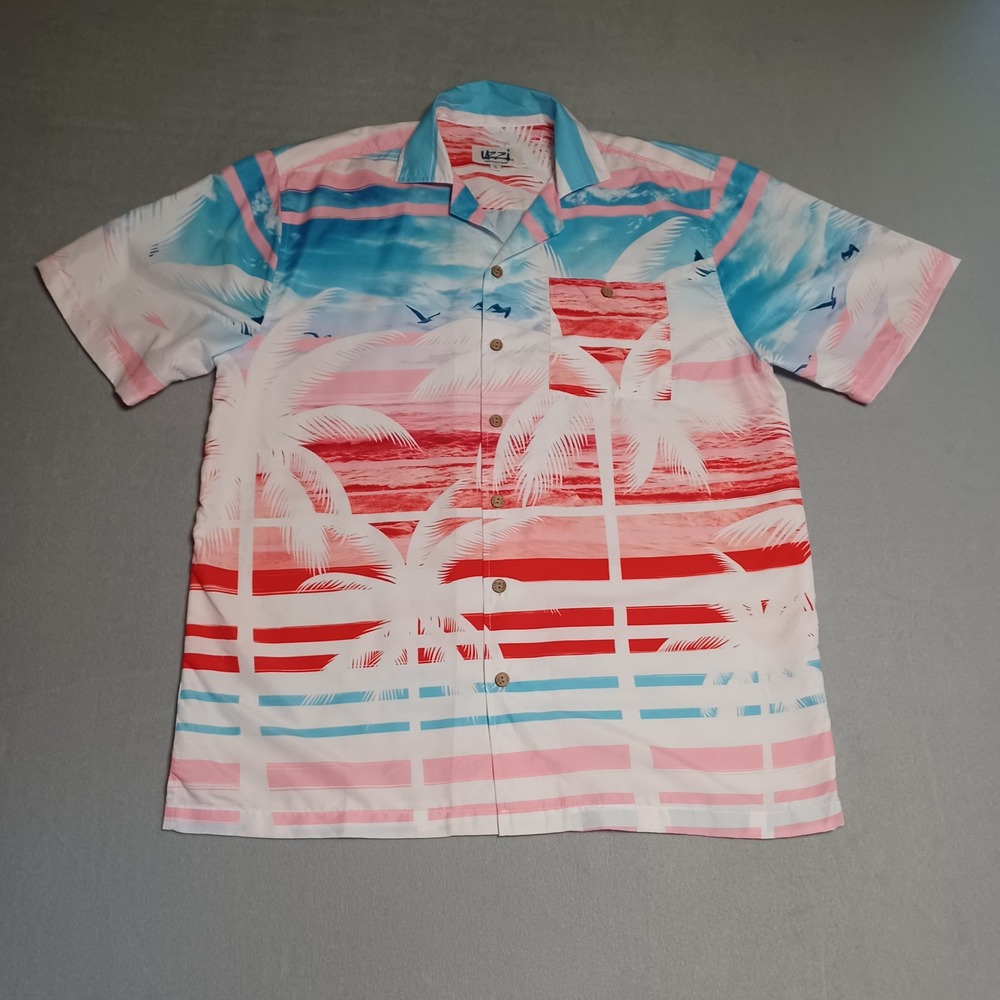Uzzi Amphibious‎ Gear Mens Small Tropical Palm Tree Sunset Button Up Shirt HP89